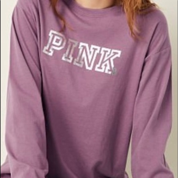 Vs pink classic pant full zip hoodie campus long sleeve tee mauve ice foil - Picture 6 of 15
